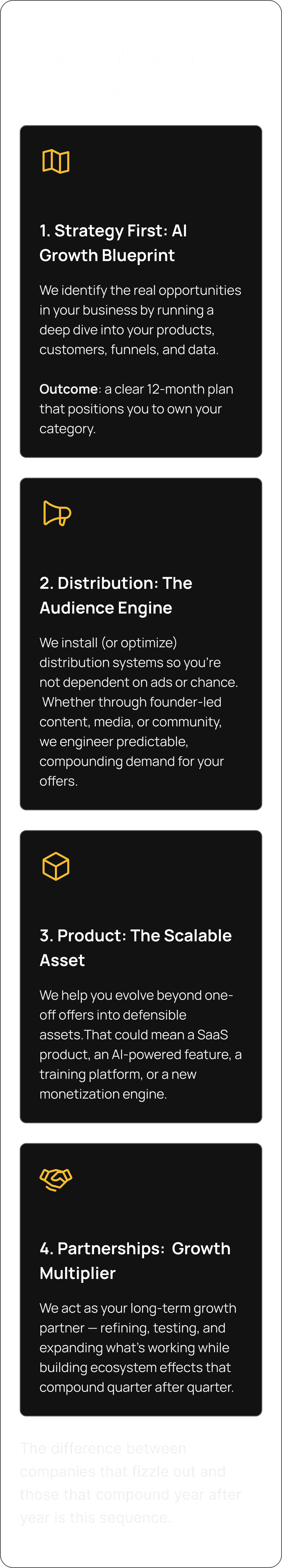The Modern Software Moat Framework showing strategy, distribution, acceleration and retention phases
